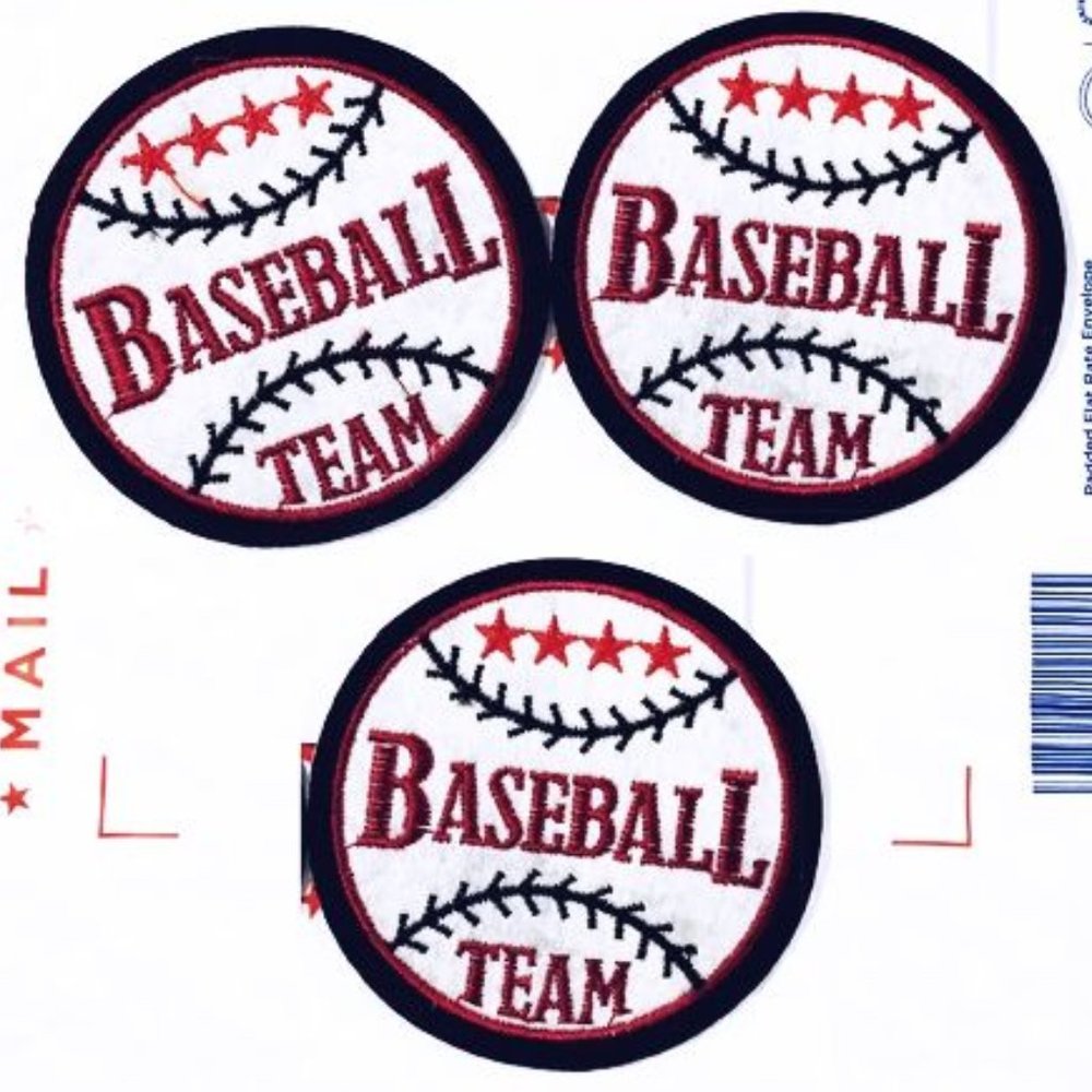3-PACK BASEBALL SPORTS TEAM EASY IRON ON PATCHES